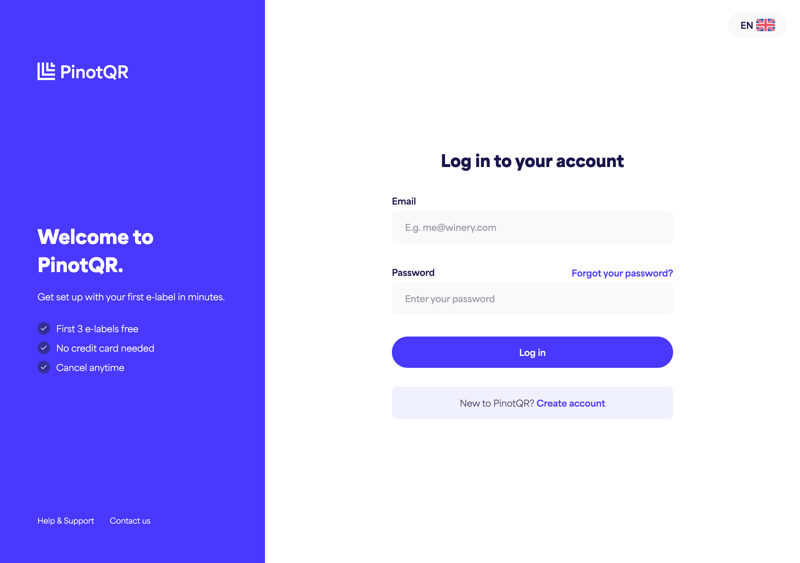 The login form with Email and Password fields, the "Log in" button, and the "Forgot your password?" link