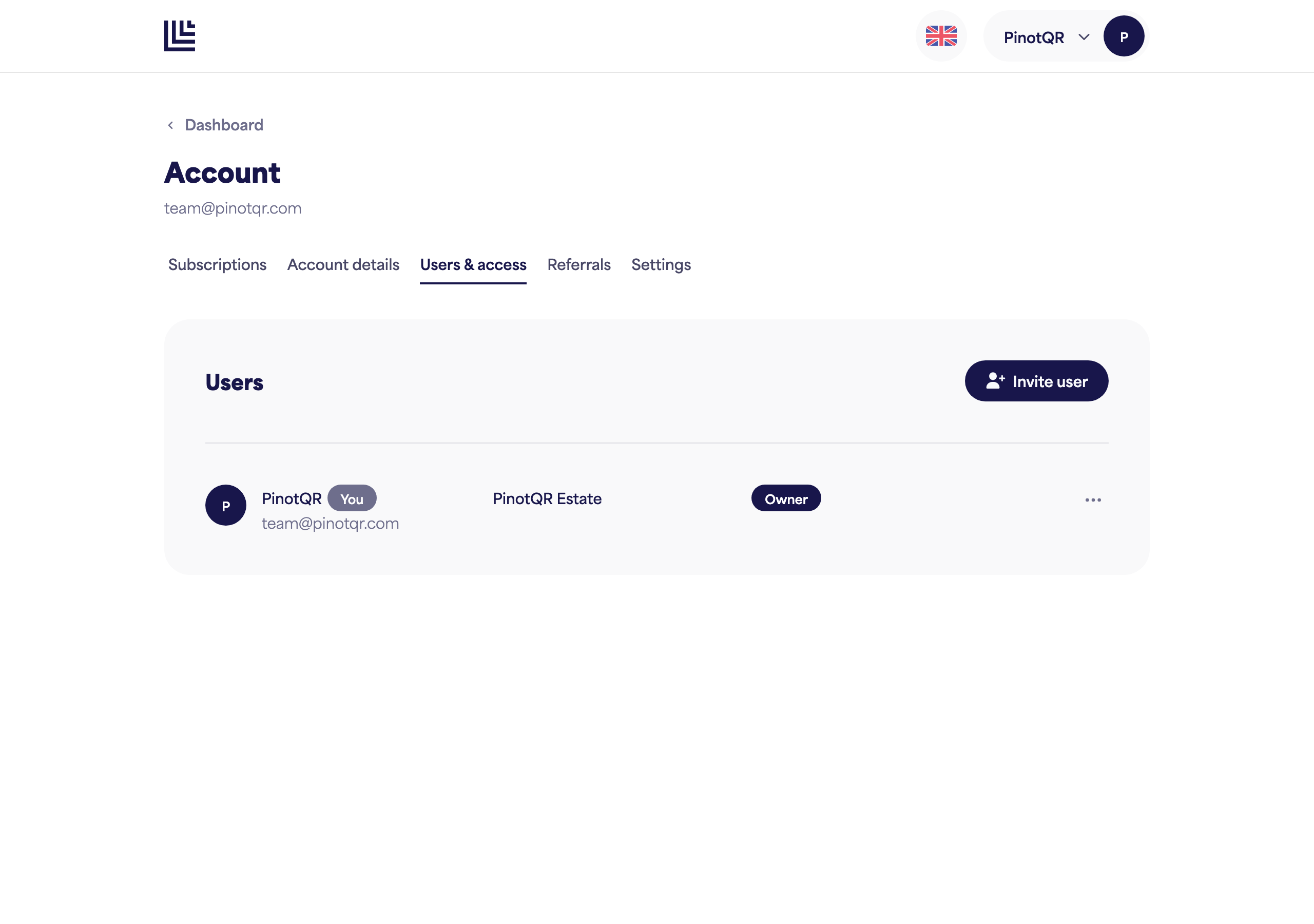 The Users & access page listing collaborators with their per-brand access